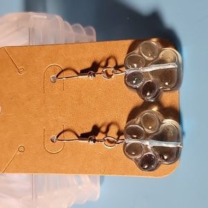 Glossy Glittery Light Blue Handmade Pawprint Earrings